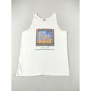 Vintage Playboy Jazz Festival Tank Top Mens XL White Anvil Graphic 1994 USA
